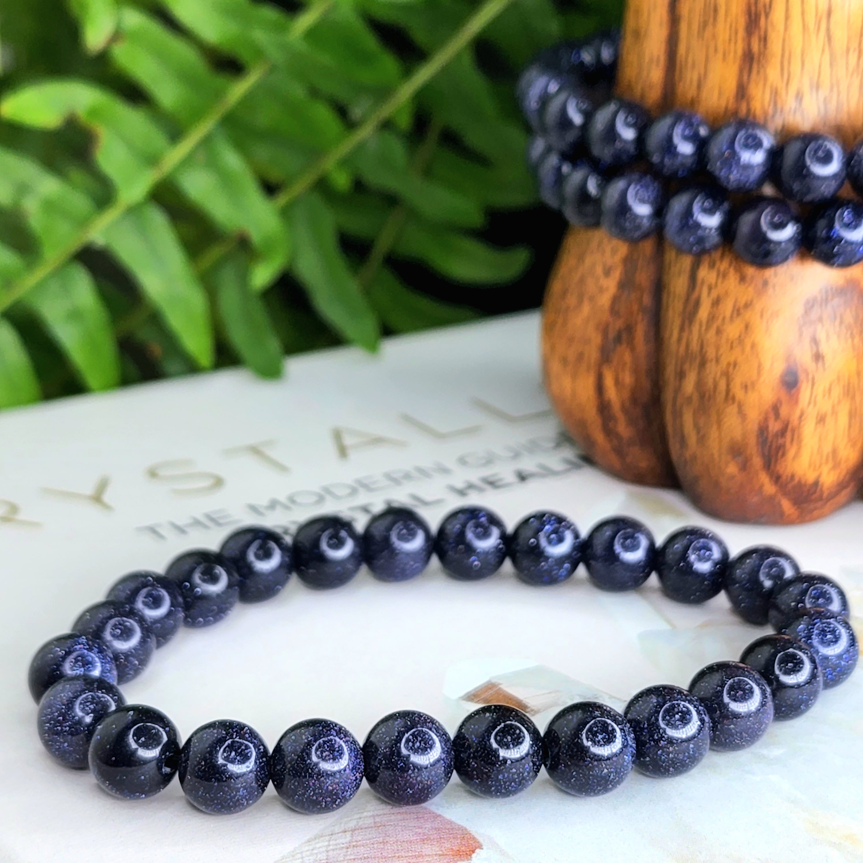 Blue Sandstone Beaded Bracelet 8mm