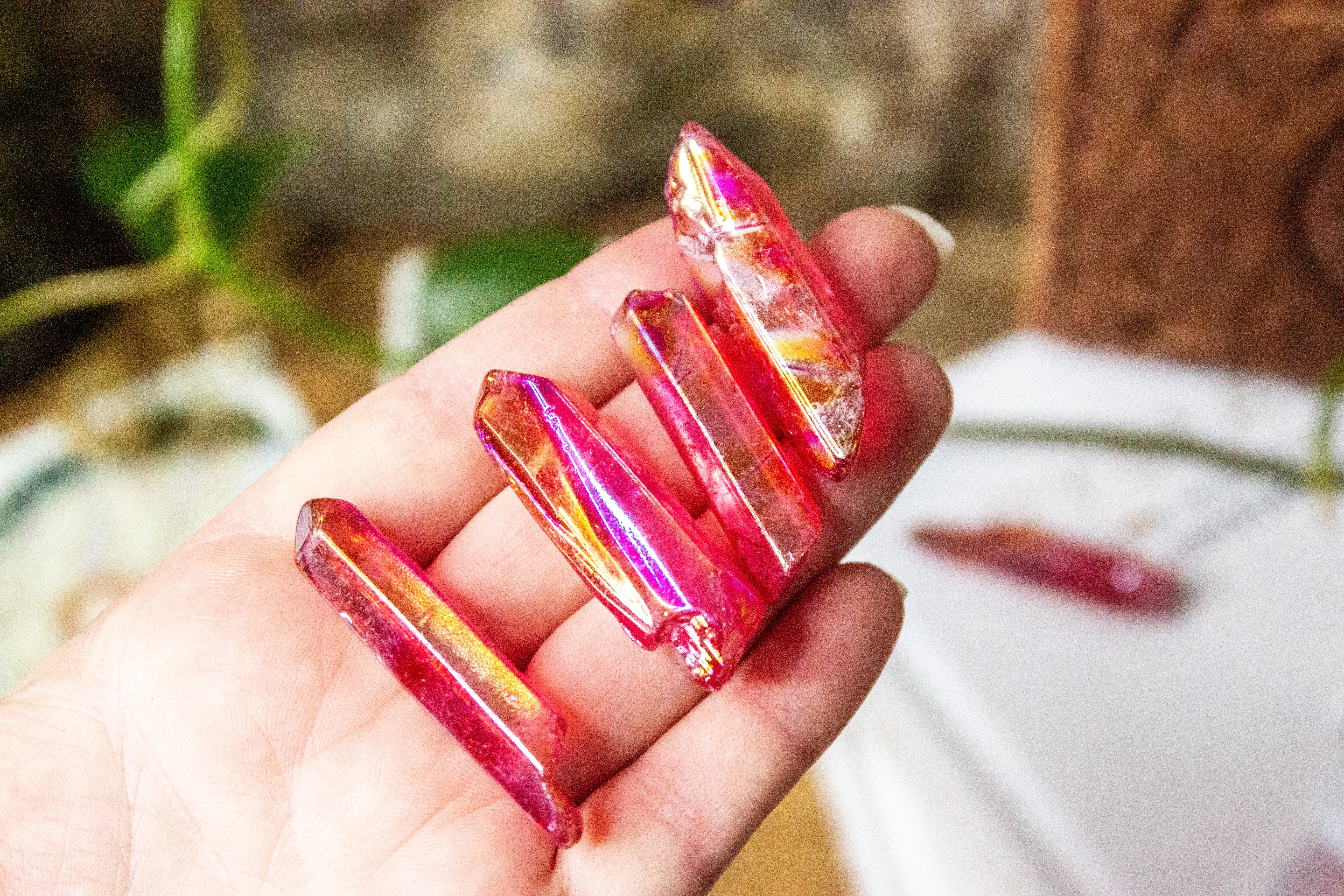 Aura Coloured Clear Quartz Points