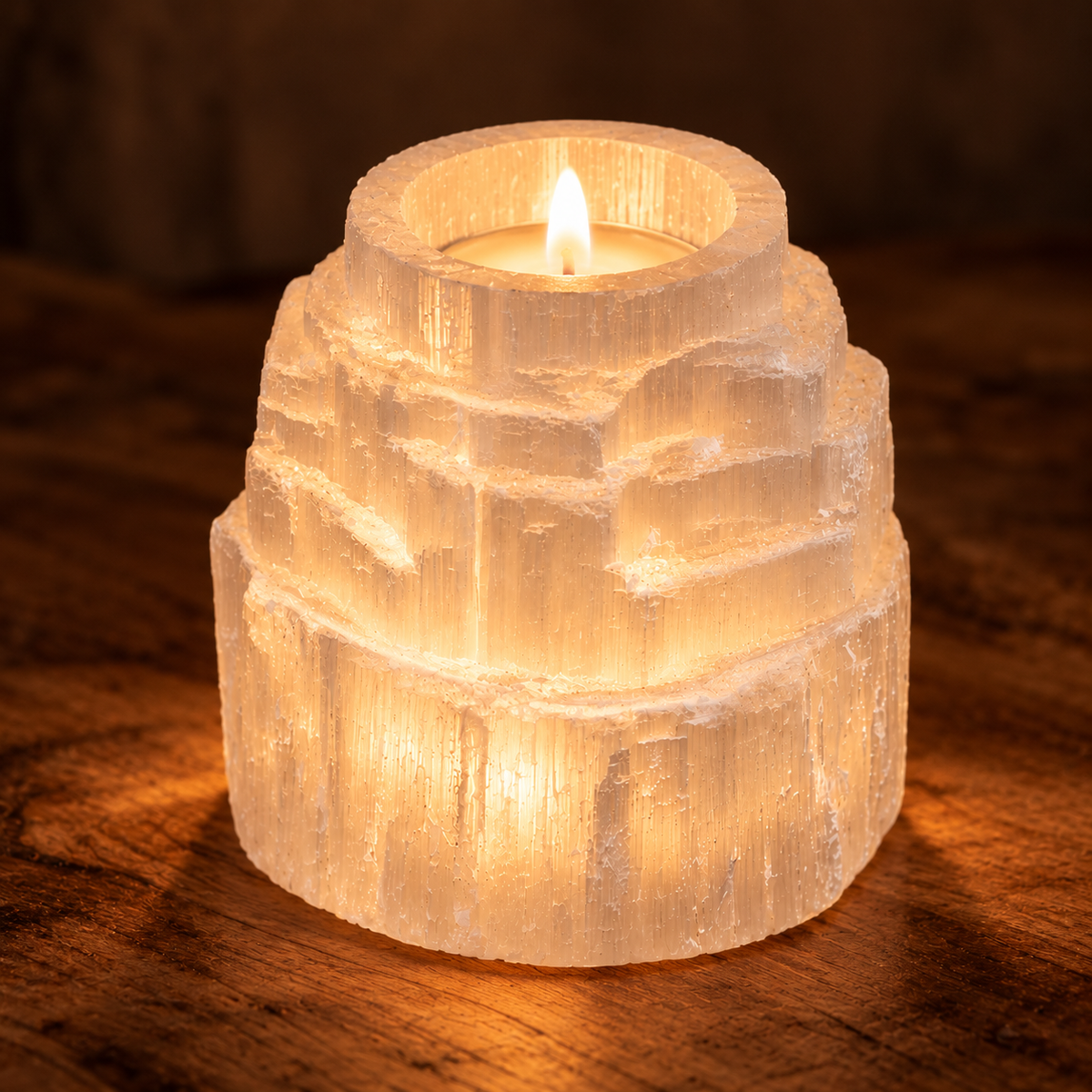 Selenite Candle Holder (8cm)