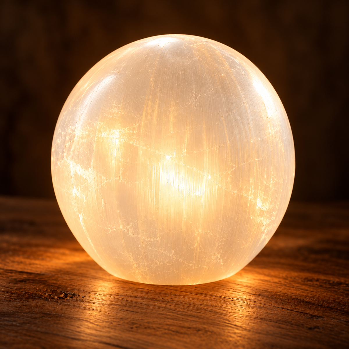 Selenite Sphere Lamp