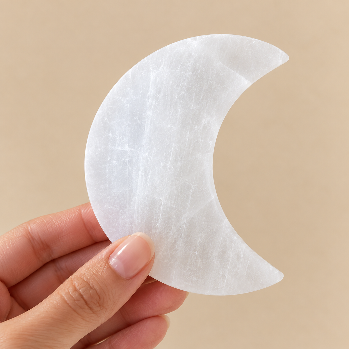 Selenite Moon Charging Plate (10cm)