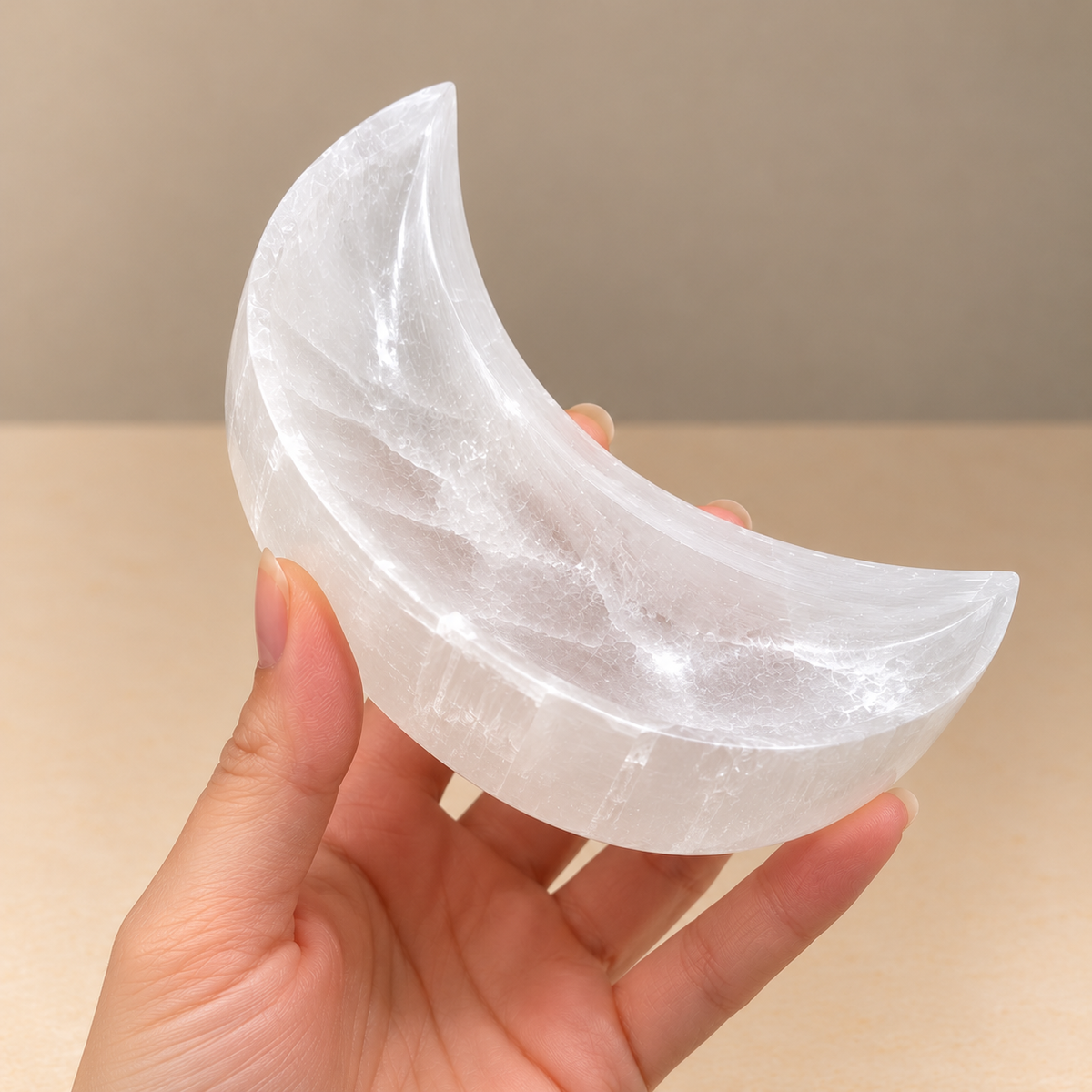 Selenite Moon Bowl