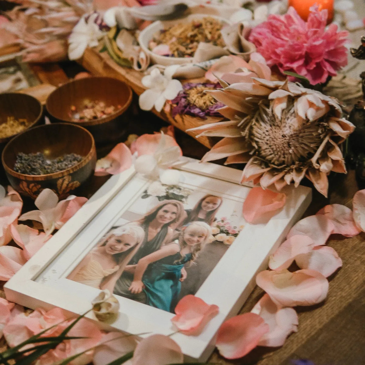 Earth altar with flowers
