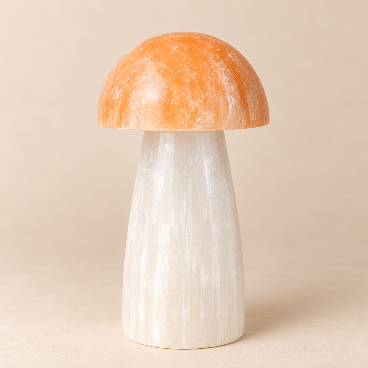 Peach Selenite Mushroom (15x5cm)
