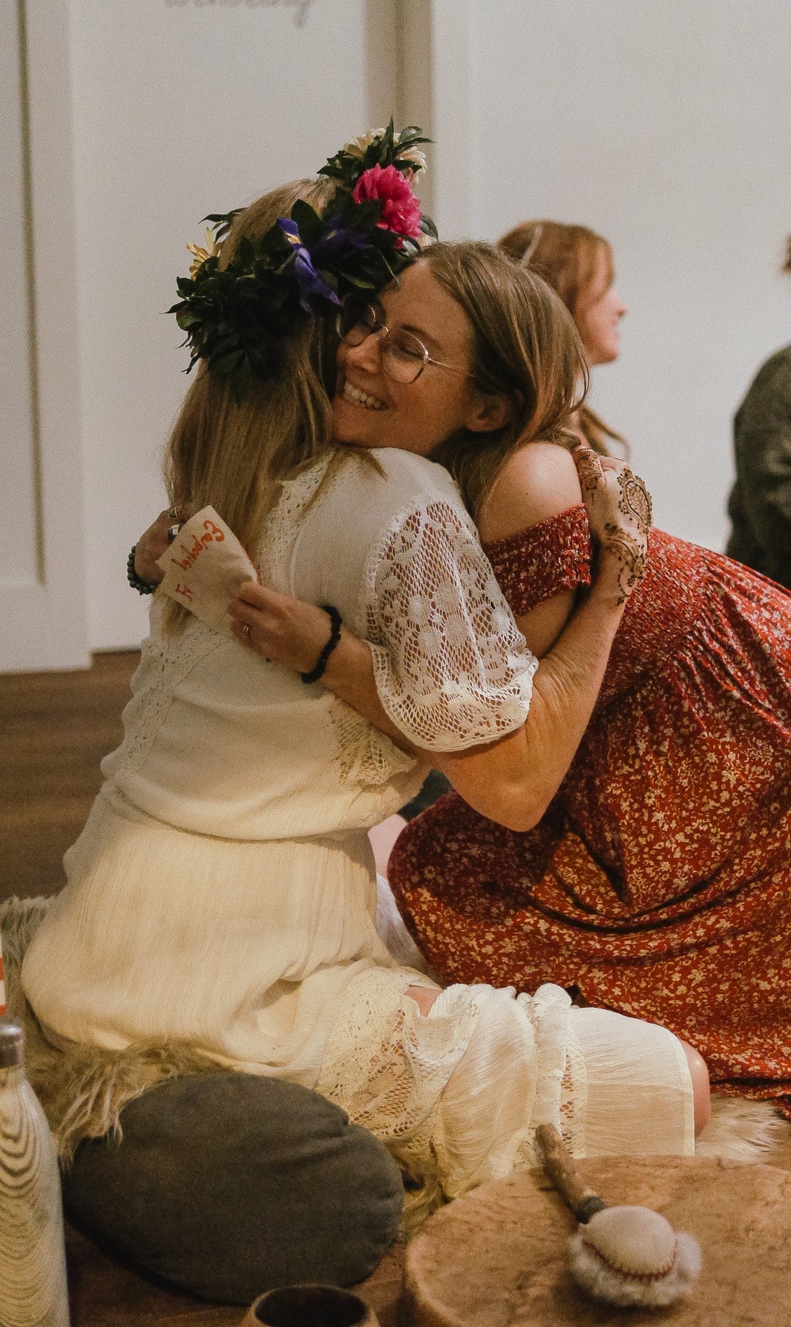 Women embracing in circle