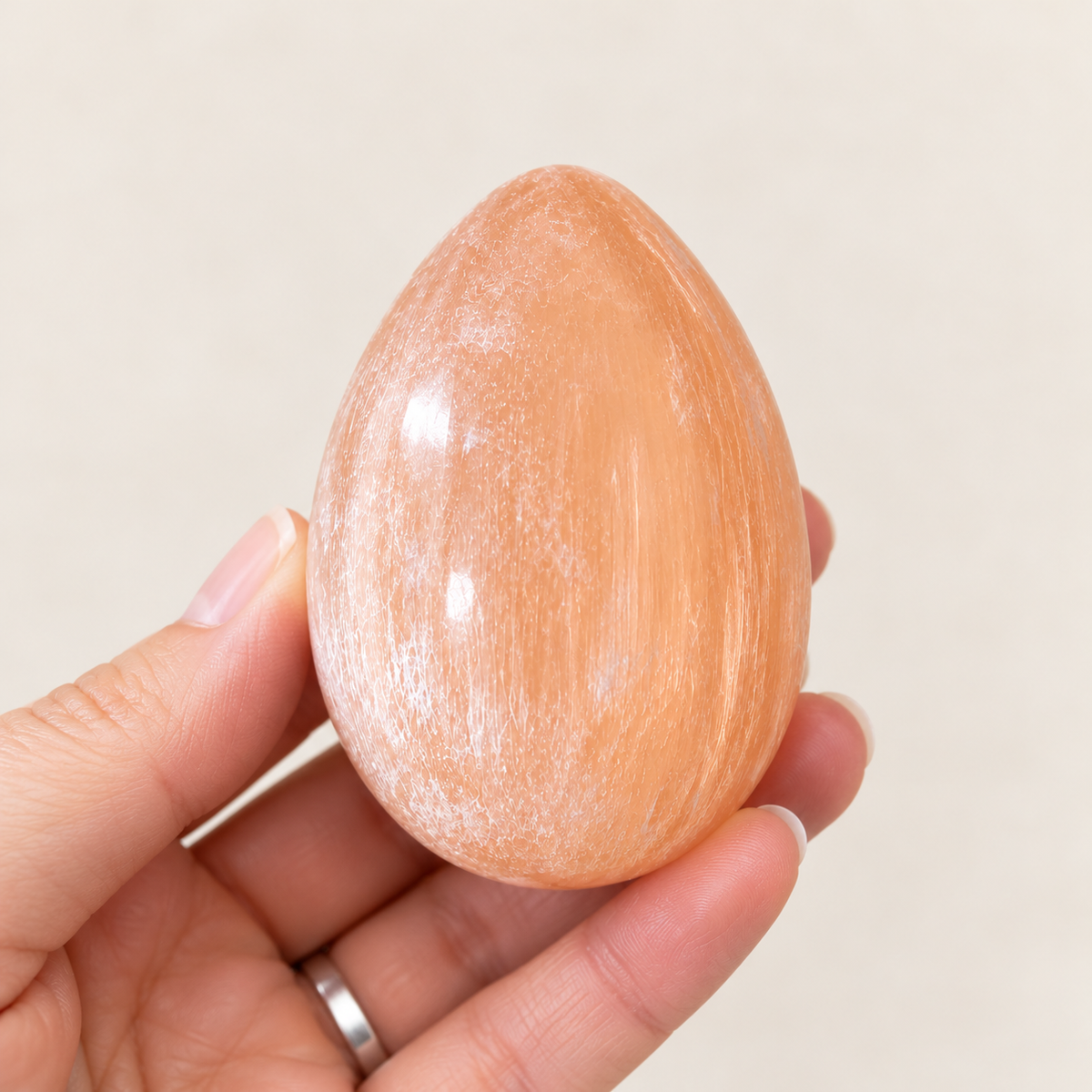 Peach Selenite Egg (6cm)