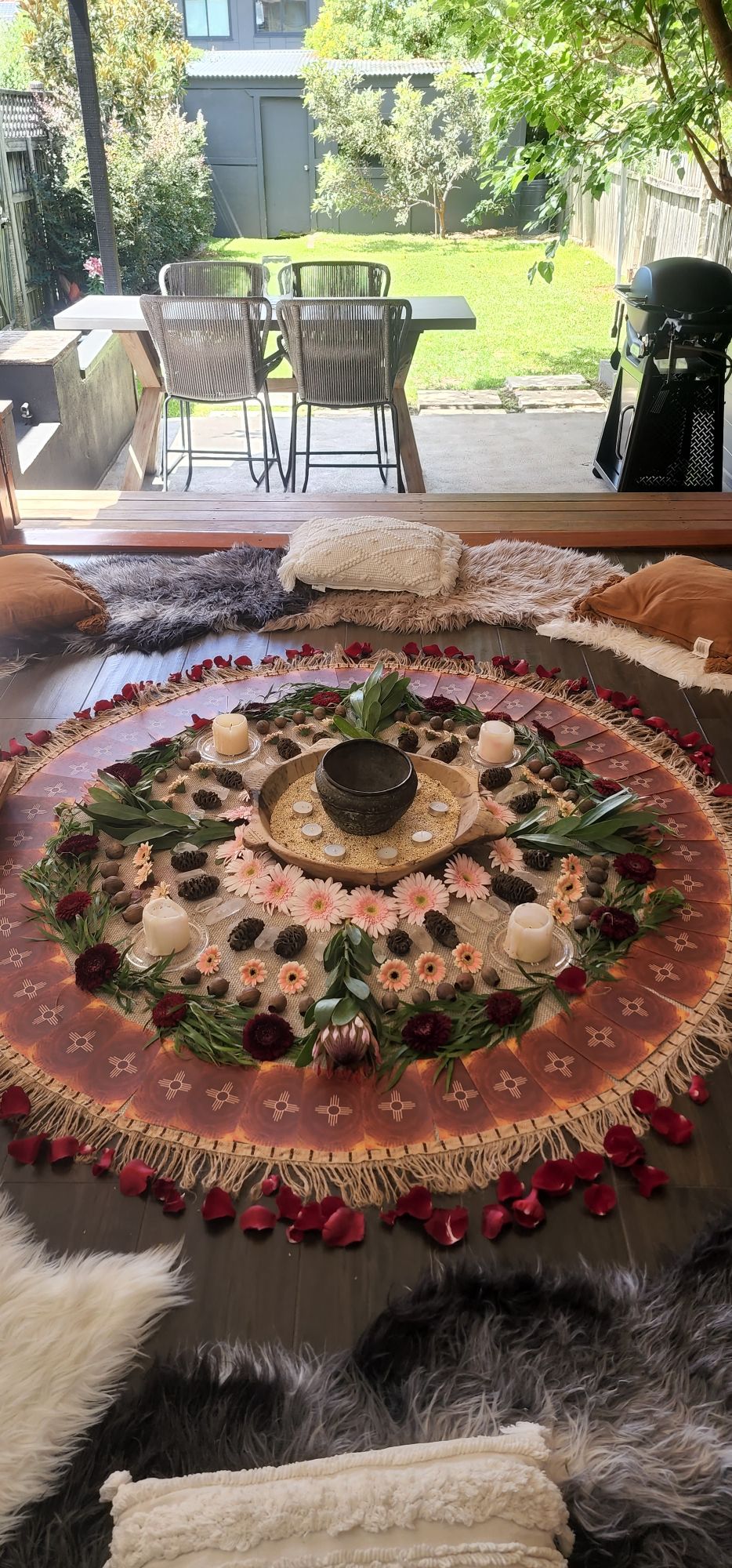 Earth altar set up for a Mother Blessing circle