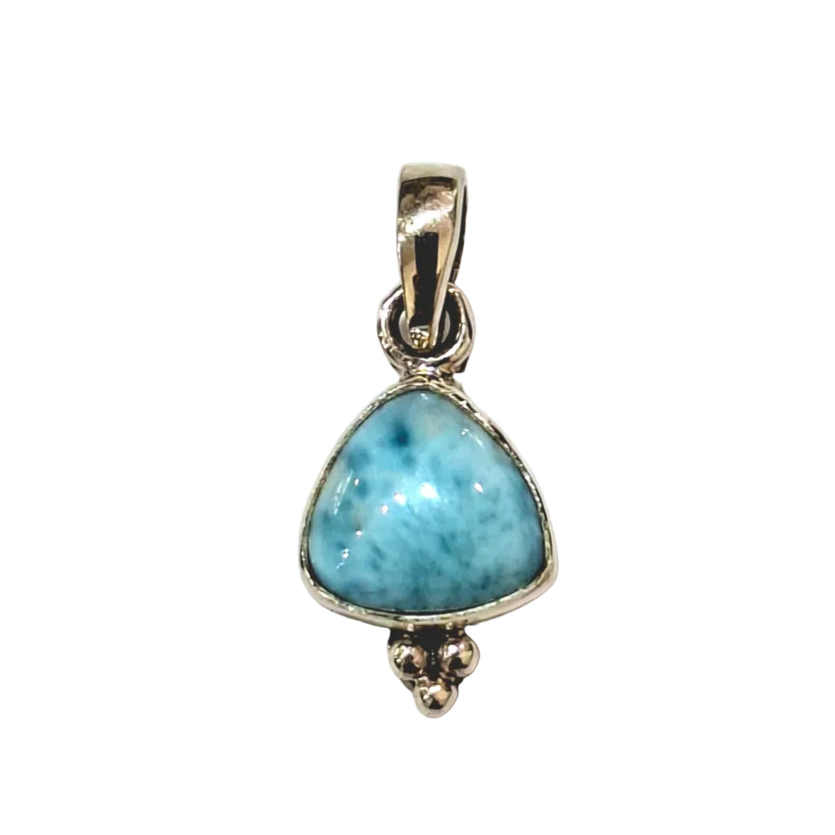 Larimar Dotted Triangle - Sterling Silver Pendant (2.5cm)