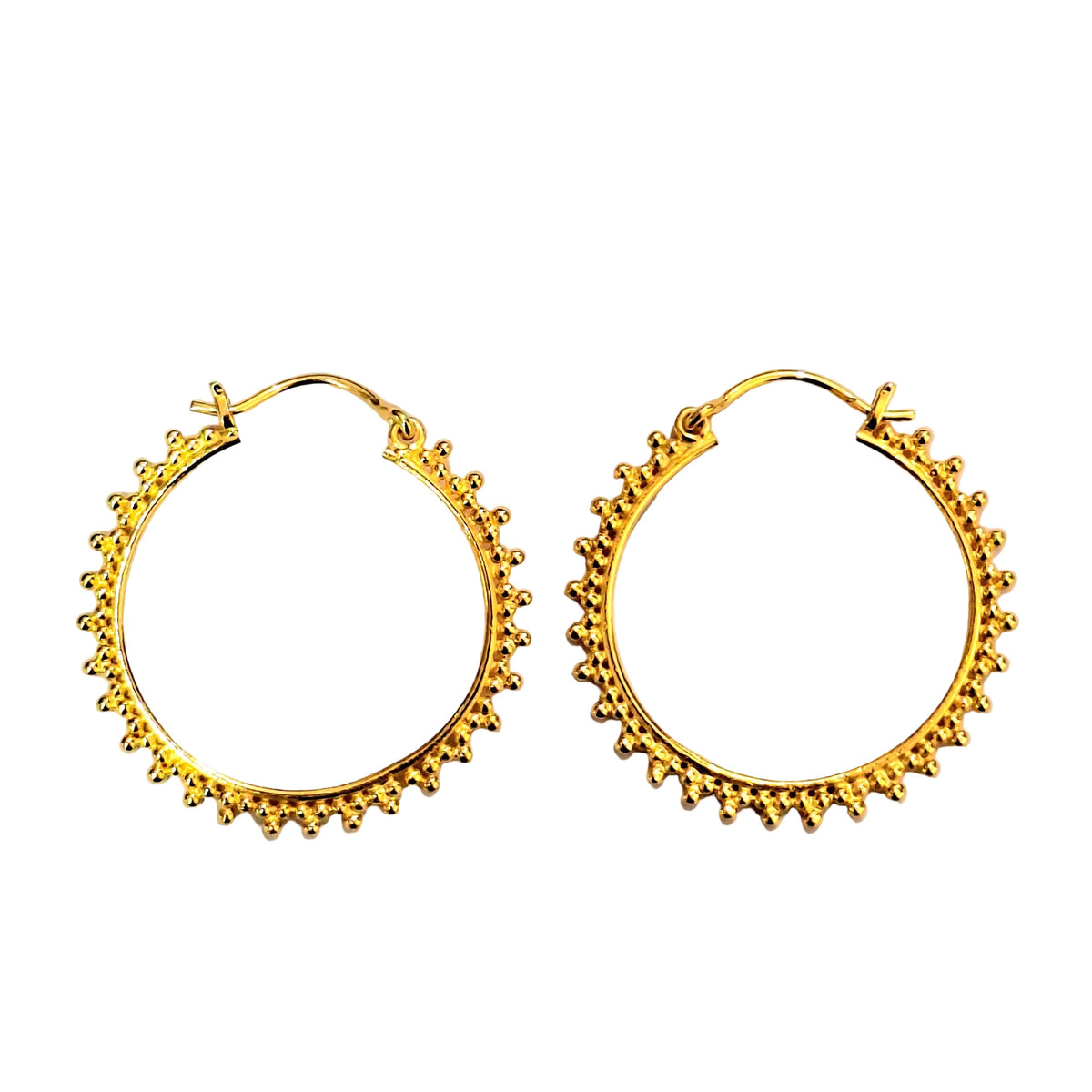 Round Dotted Hoop - Gold Plated Earrings (3cm)