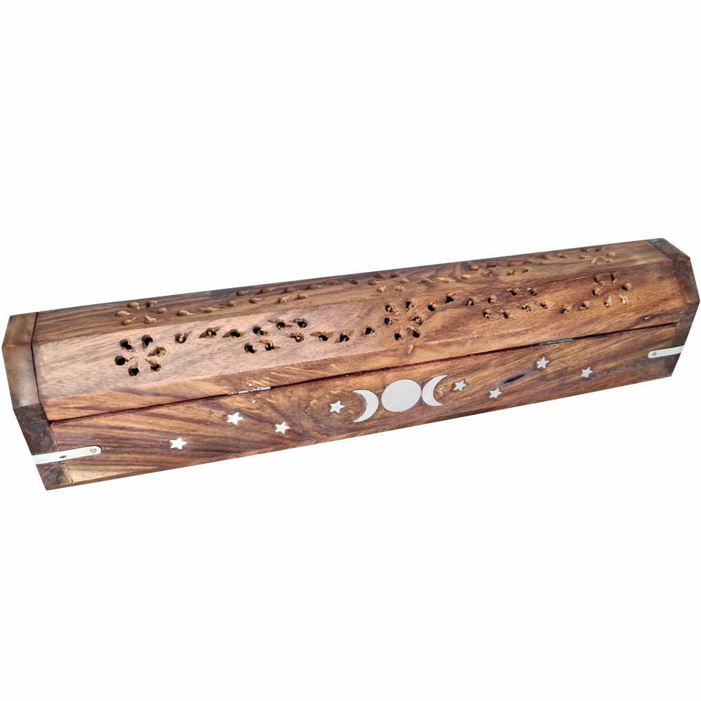 Wooden Box Incense Holder - Tri-Moon 30.5cm