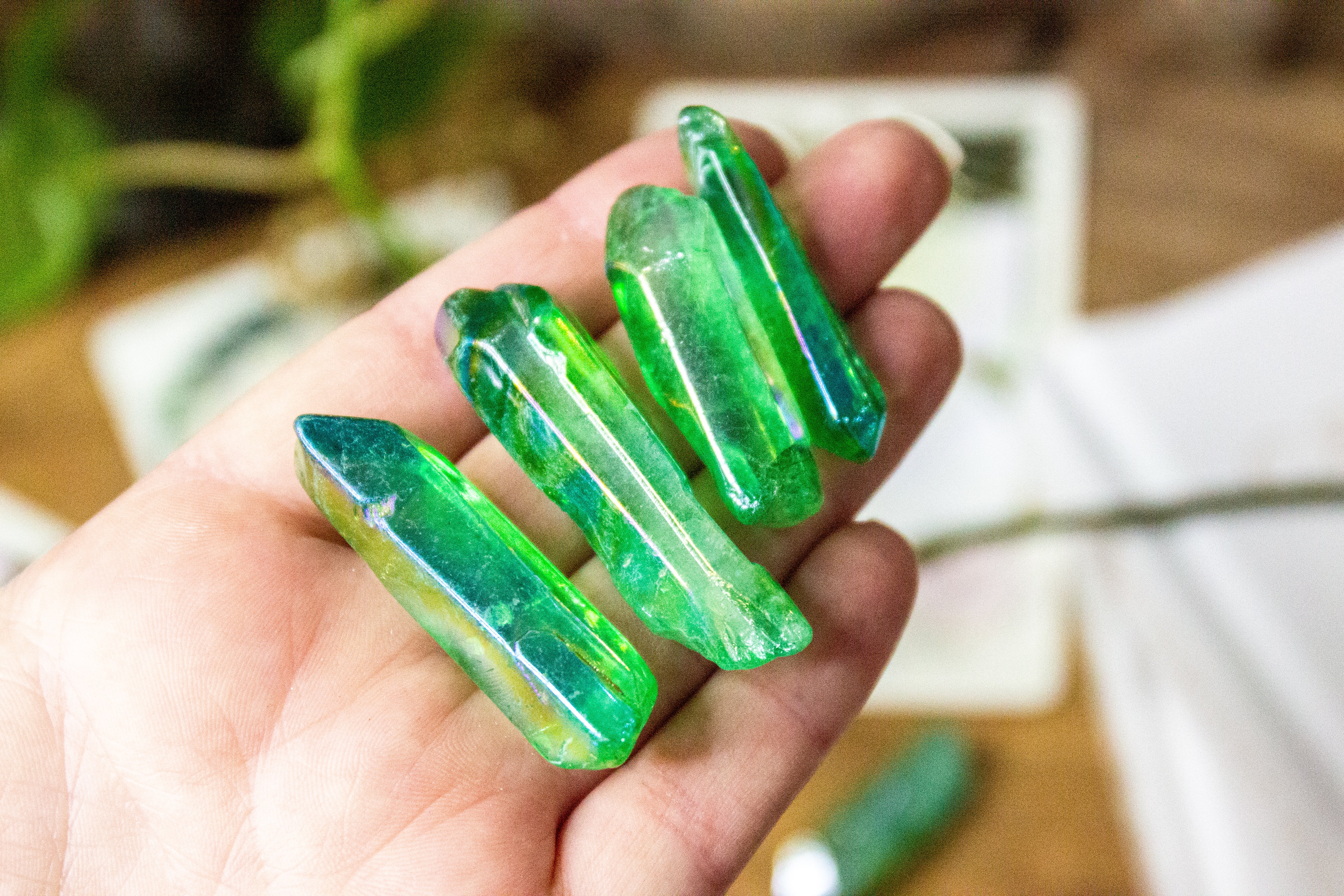 Aura Coloured Clear Quartz Points